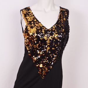 San Julian Black and Gold Sequin Dress (L)